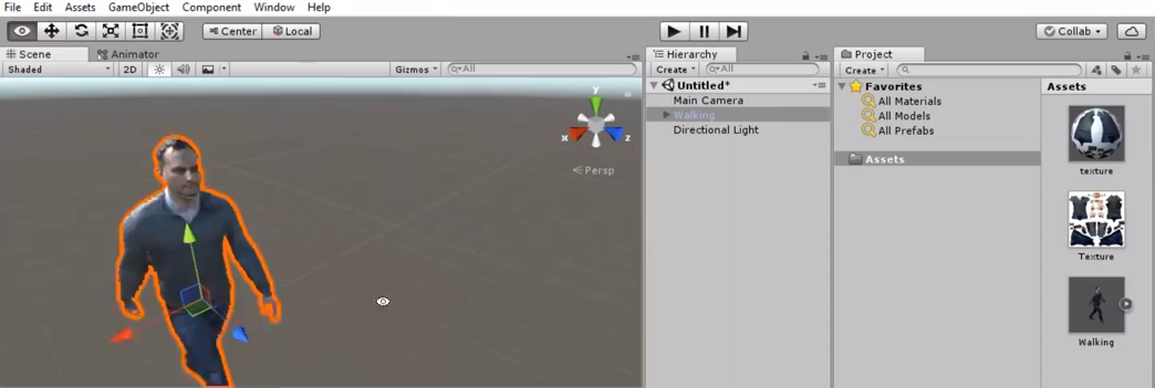 Unity 3d add character to scene